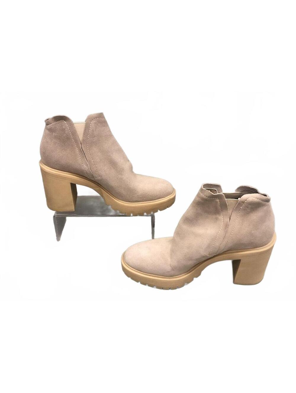 Dolce Vita Cashe H2O Tan Suede Waterproof Lug Sole Ankle Boots Women's Size 10 - Picture 4 of 7
